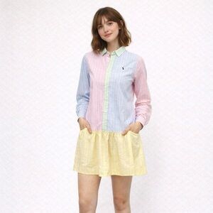 Ralph Lauren Pastel Stripe Tunic Mini Dress | Women’s Small | Y2K Easter